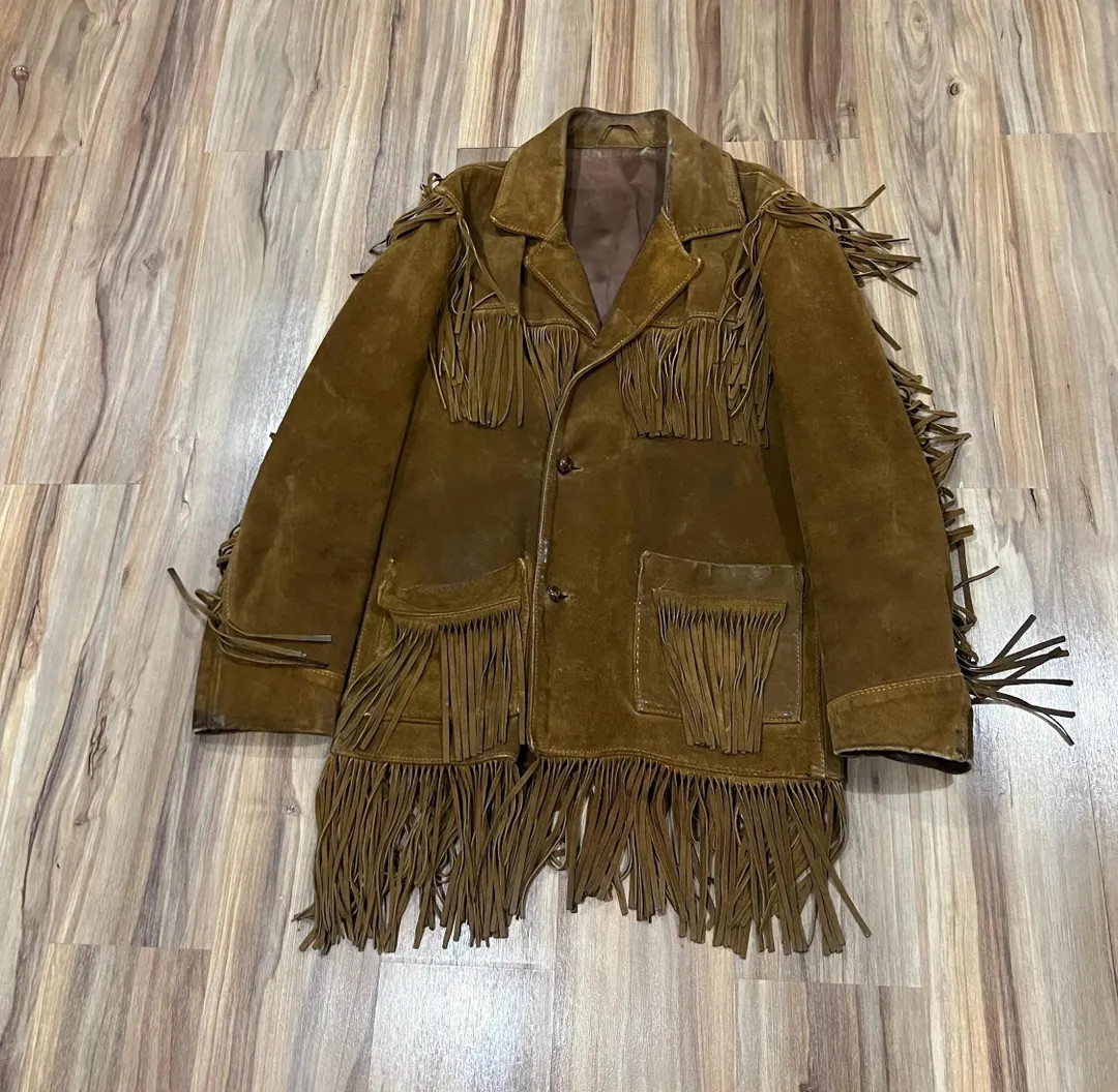 Medium Vintage 60s Suede Leather Hippie Fringe Western Jacket Custom Tailored USA Made - Etsy | Etsy (US)