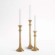 Emmett Antique Brass Taper Candle Holders, Set of 3 + Reviews | Crate & Barrel | Crate & Barrel