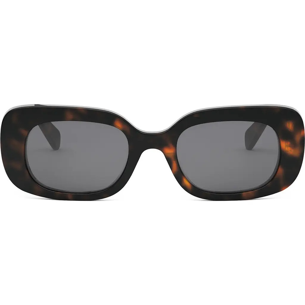 CELINE Bold 3 Dots 51mm Rectangular Sunglasses in Dark Havana/smoke at Nordstrom | Nordstrom