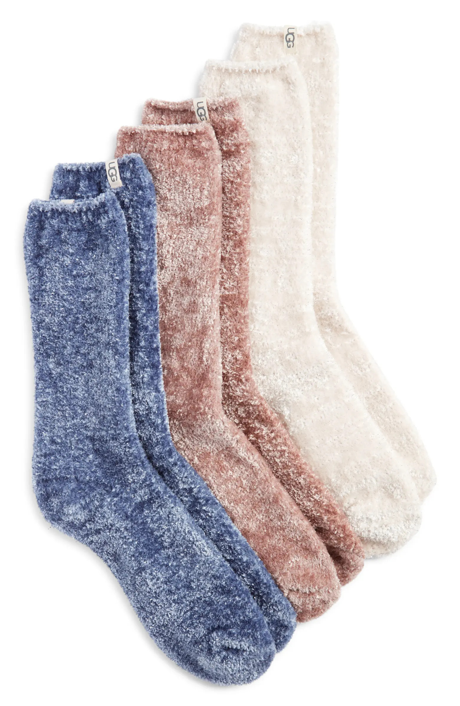Leda Assorted 3-Pack Sparkle Crew Socks | Nordstrom