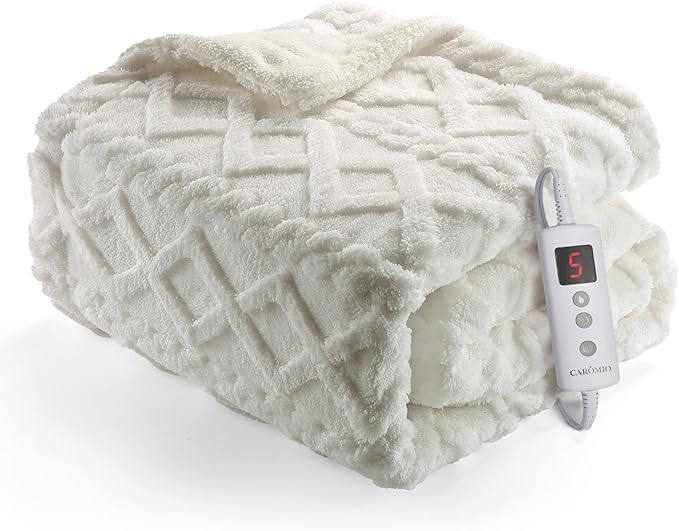 CAROMIO Heated Throw Blanket - Thick Tufted Sherpa Electric Blanket Throw with 10 Heating Levels ... | Amazon (US)