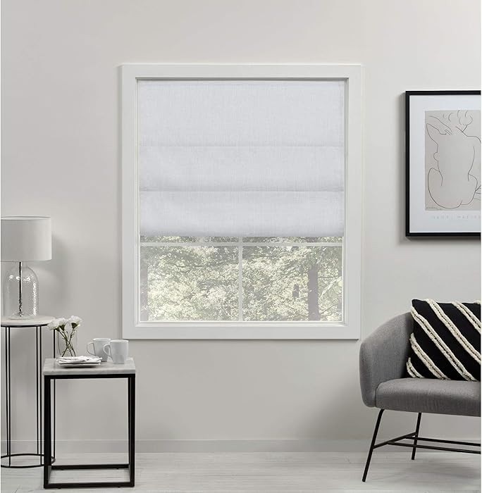 Exclusive Home Curtains Acadia 100% Blackout Polyester Roman Shade, 64" L x 27" W, White | Amazon (US)