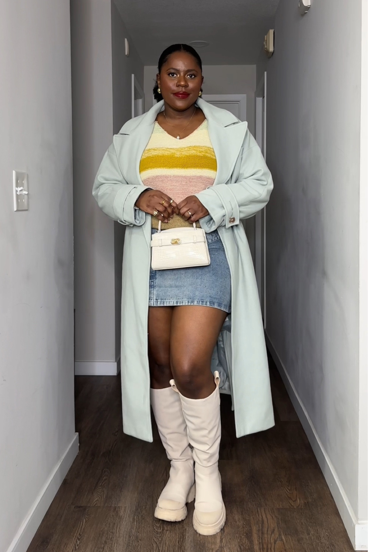 A week of winter outfits: it's Friday, so we're turning up the volume with this casual elevated fit perfect for getting some drinks after work or hanging out with friends. This skirt from PLT, I’m just obsessed with it and can’t get enough of styling it different way! This whole fit is a vibe! 

#LTKfindsunder50 #LTKshoecrush #LTKstyletip