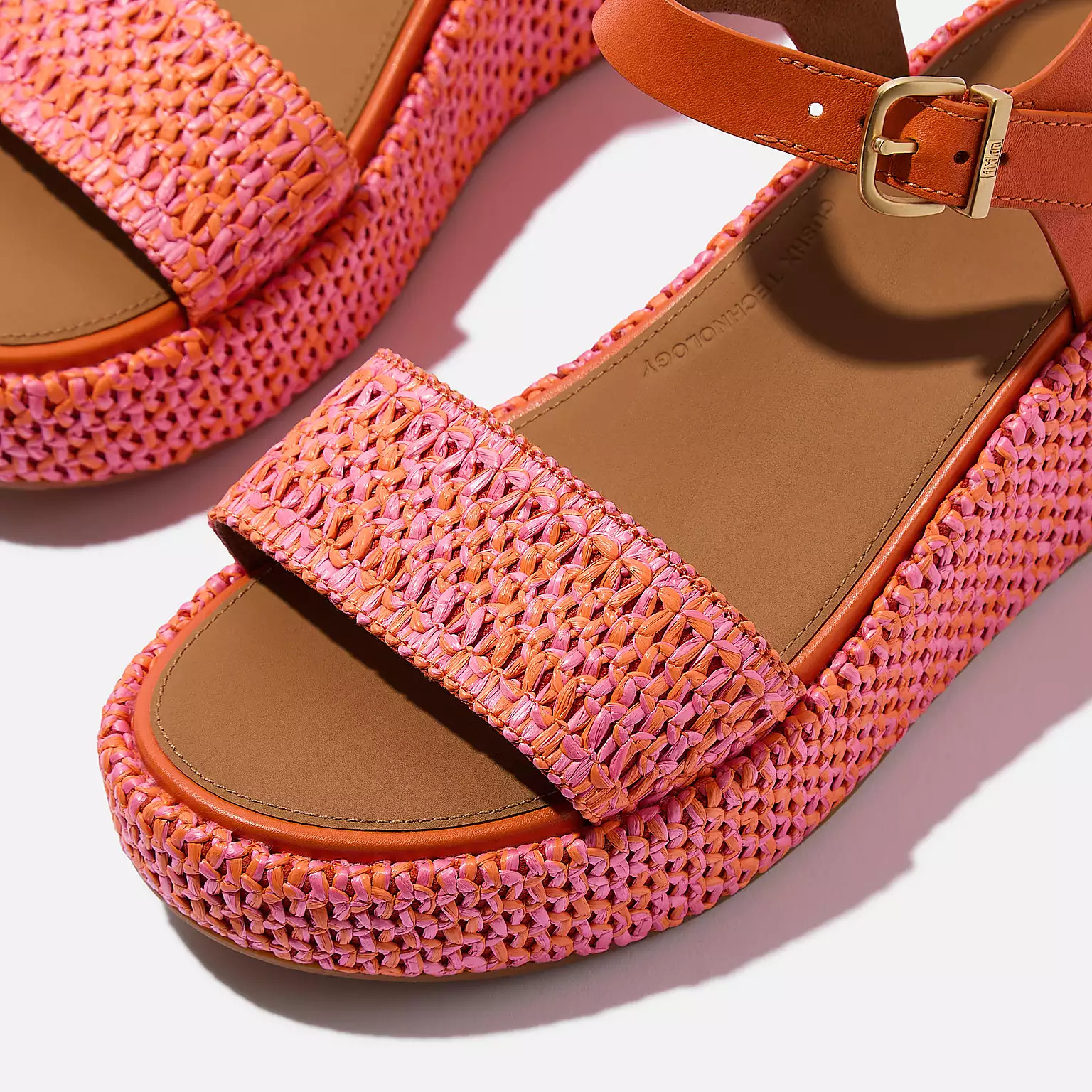 PLATFFORMS Two-Tone Woven Wedge Ankle-Strap Sandals | FitFlop (US)