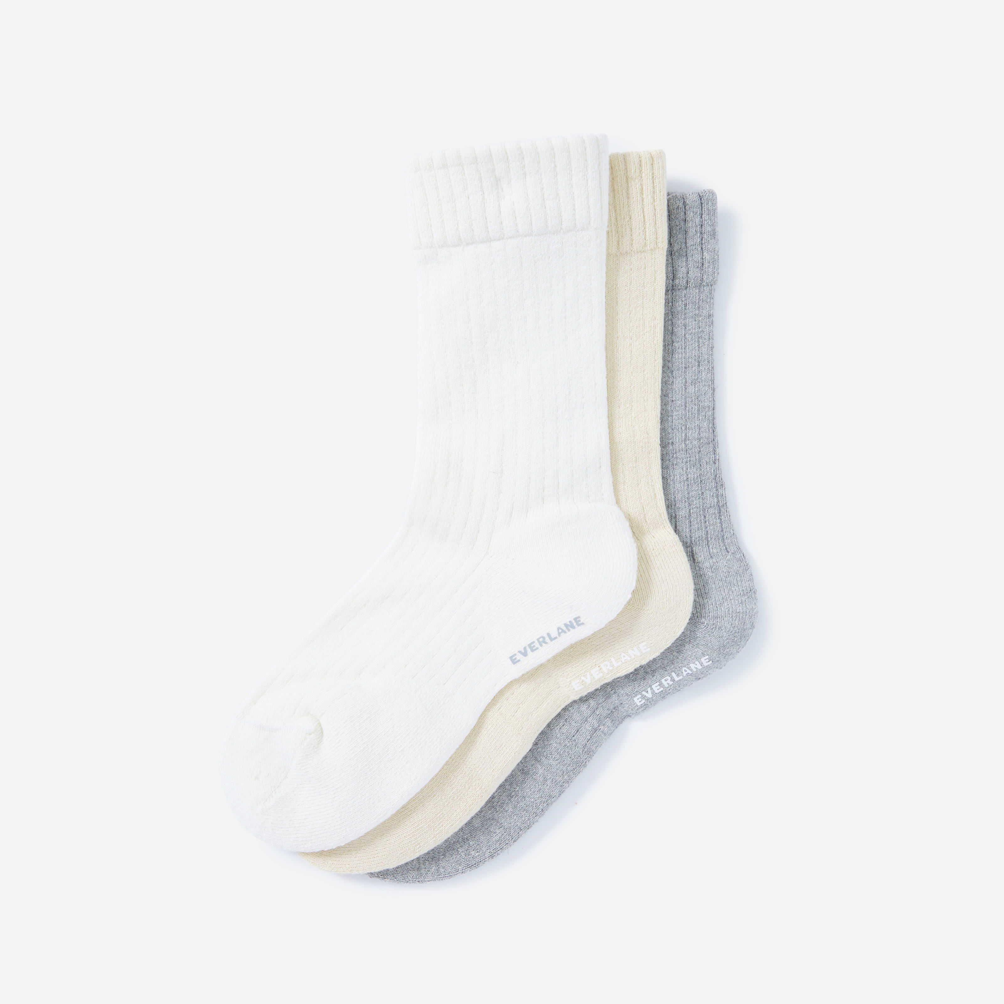 Organic Cotton Ribbed Crew Sock 3-Pack by Everlane in Neutral Multi, Size M | Everlane