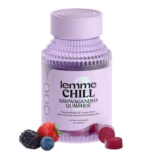 Lemme Chill Stress Relief Gummies with 300mg KSM-66 Ashwagandha, Lemon Balm, Passionflower & Goji to Support Relaxation, Healthy Cortisol & Sleep - Gluten-Free, Non-GMO, Mixed Berry (60 Count) | Amazon (US)