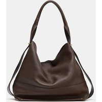 Zara - Leather Maxi Bucket Bag - Women - Brown - Women | Zara US