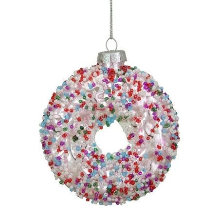 Northlight 3.75" Pink Doughnut with Sprinkles Glass Christmas Ornament | Walmart (US)
