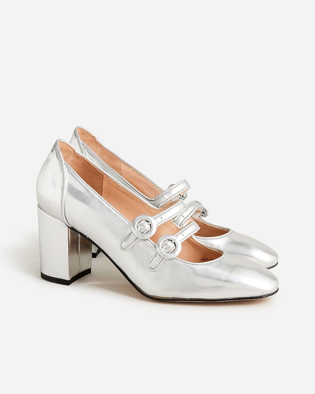 Maisie double-strap heels in metallic leather | J.Crew US