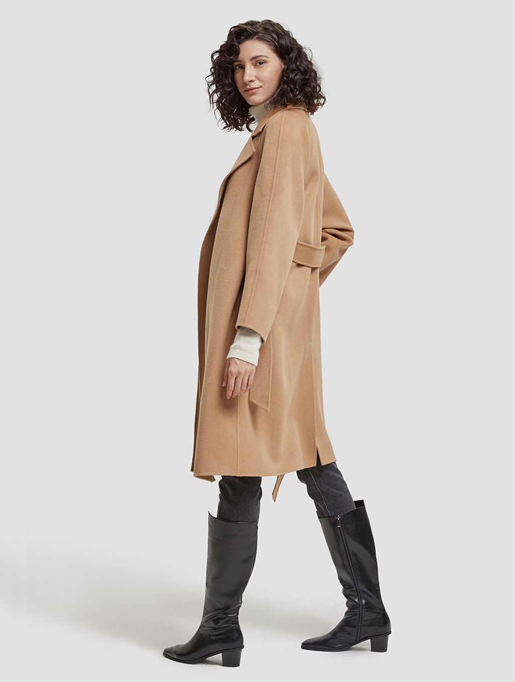Tie-Waist Wool Wrap Coat | NAP Loungewear