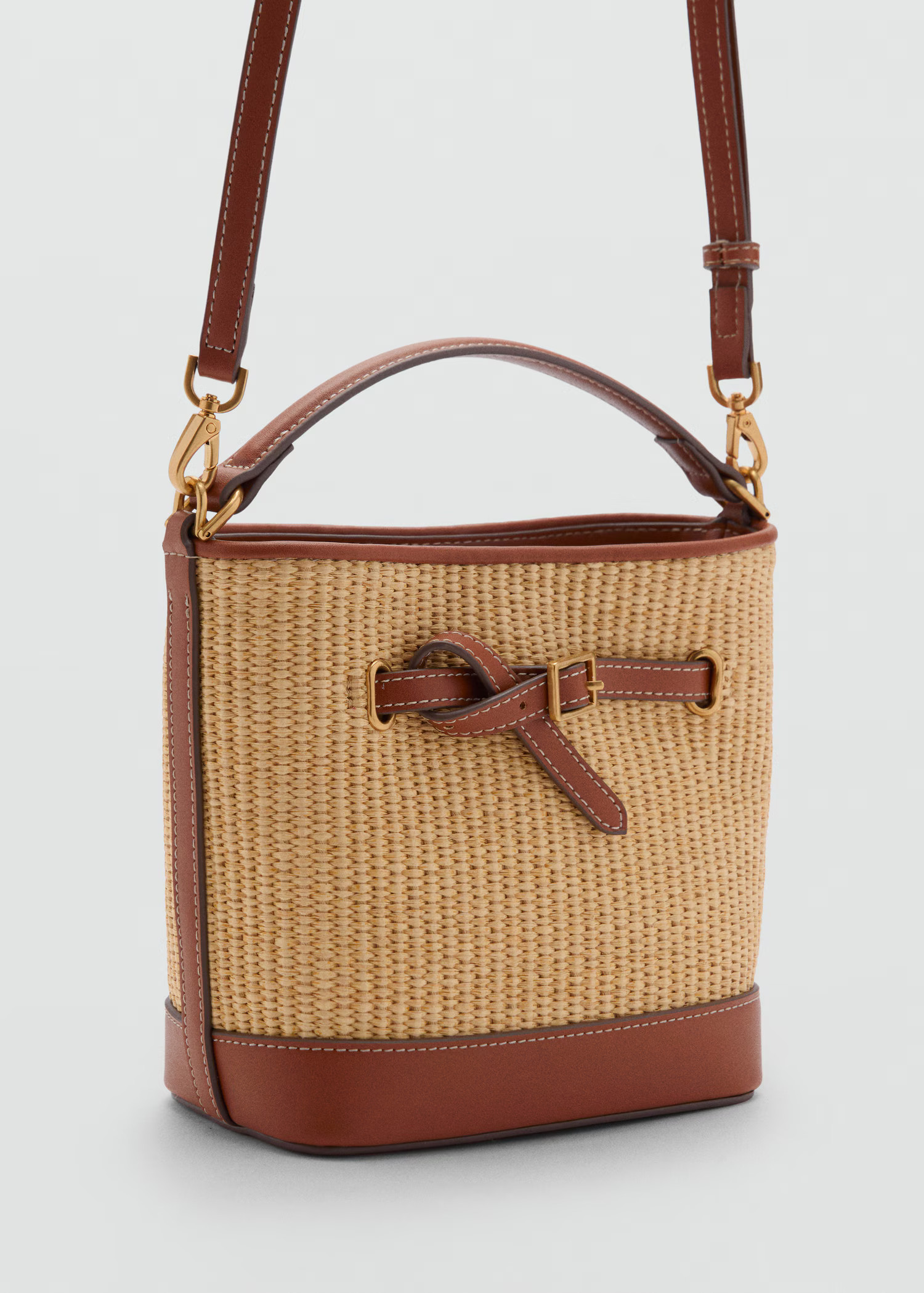 Raffia-effect bucket bag - Women | MANGO USA | Mango (US/MX/AU)