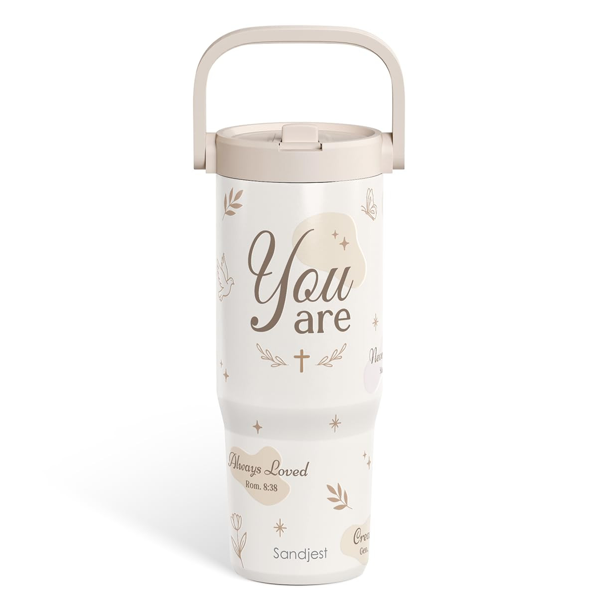 SANDJEST Christian Stainless Steel Straw Lid Tumbler 30oz with Carry Handle for Women Girls, You ... | Amazon (US)