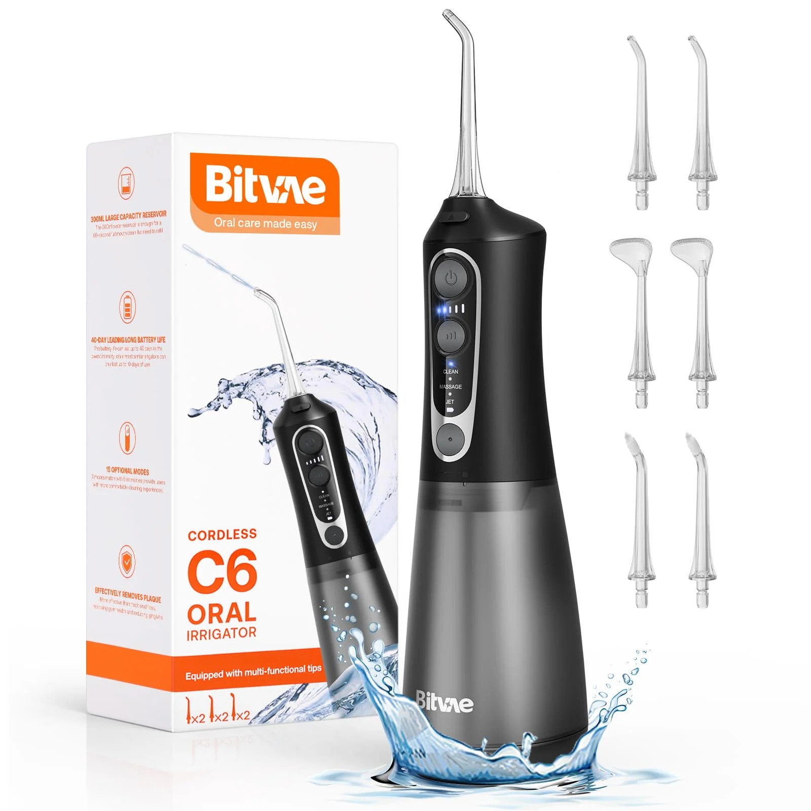 Bitvae C6 Water Flossers for Teeth - Cordless Water Flosser Teeth Picks for Travel with 6 Jet Tip... | Walmart (US)