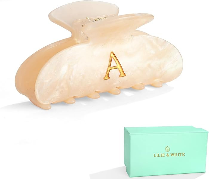 LILIE&WHITE Acrylic Letter Hair Clips For Women Stylish A Monogram Hair Claw Alphabet Hair Clip F... | Amazon (US)