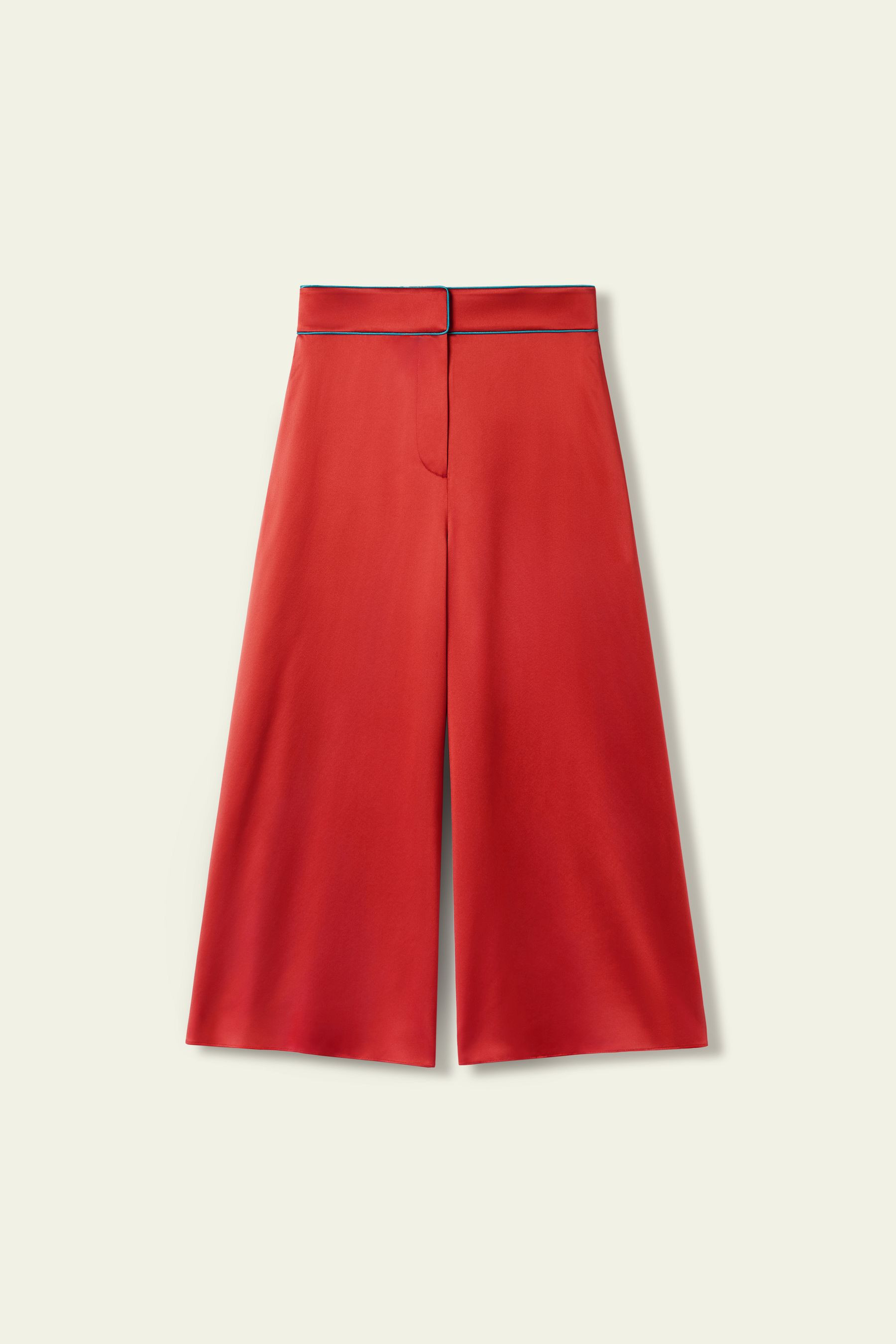 Contrast-Trimmed Silk Culottes | LilySilk
