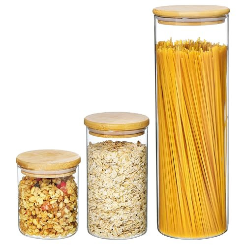 Vtopmart 74oz/27oz/20oz Glass Food Jars with Airtight Bamboo Lids, 3 Pack | Amazon (US)