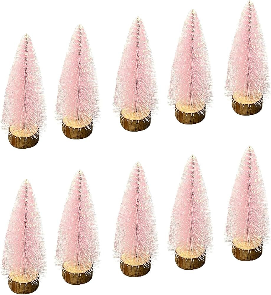 10pcs 4inch Mini Christmas Tree Bottle Brush Trees Chrismas Village Trees Ornaments Mini Plastic ... | Amazon (US)