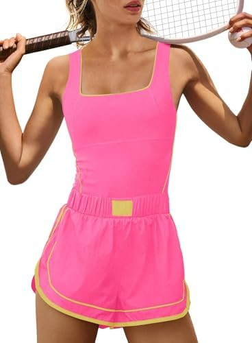 Yanekop Womens Athletic Romper Sleeveless Workout Jumpsuits Exercise Active Rompers One Piece Out... | Amazon (US)