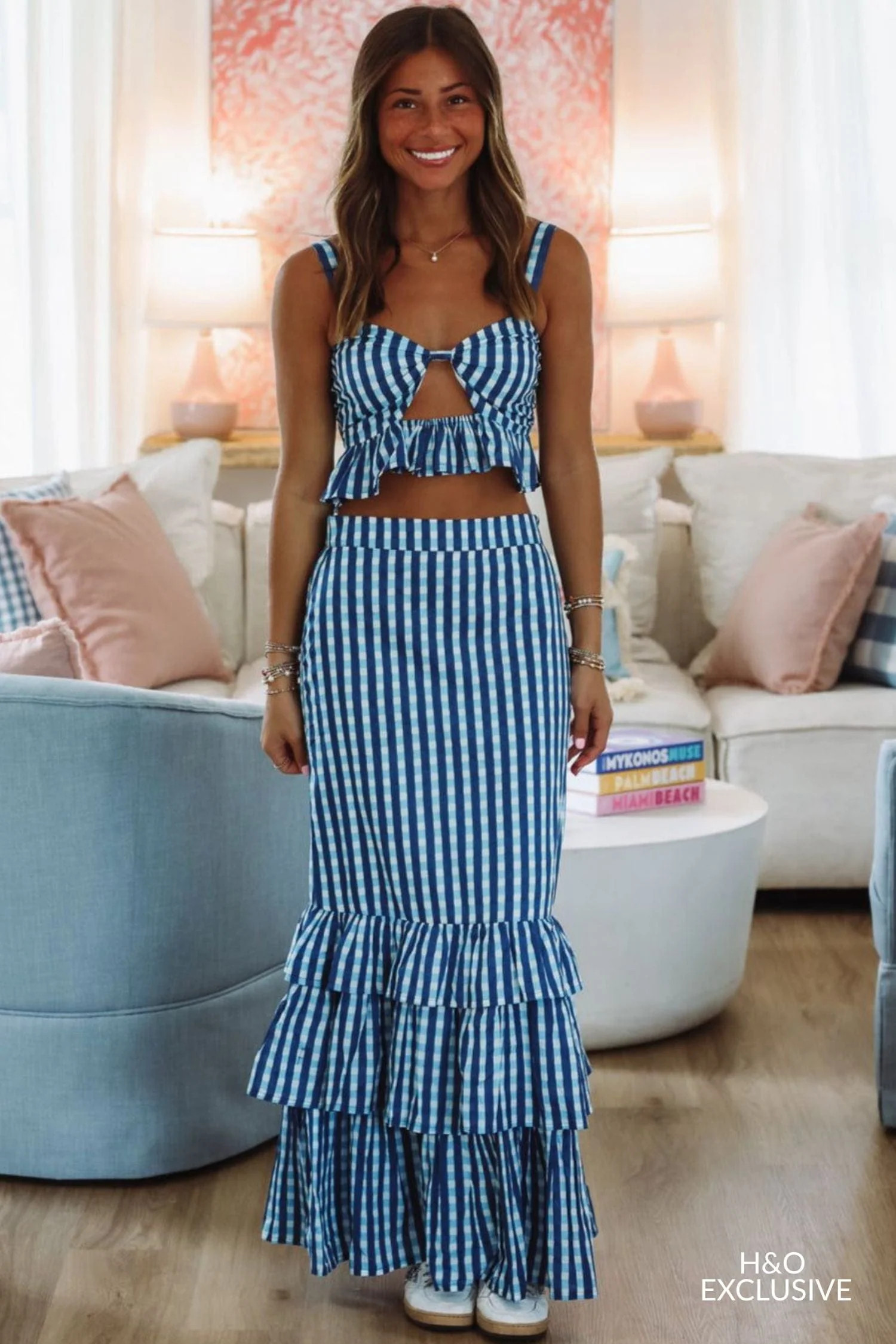 Final Play Top and Maxi Skirt Set - Blue and White | Hazel and Olive