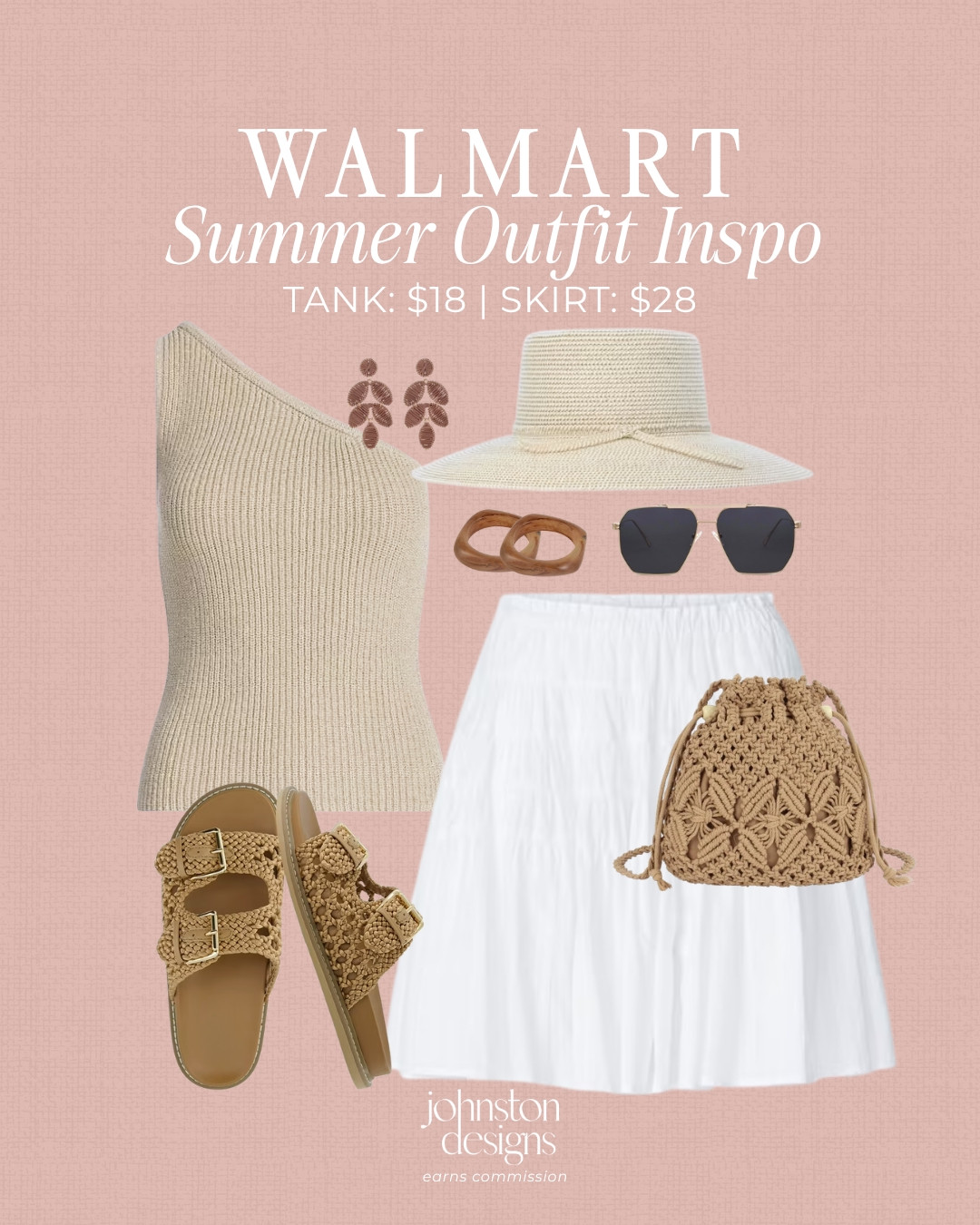 Walmart summer outfit inspo 🤍 This neutral skirt set look is so cute for vacation, brunch, beach trips, resort days or a warm weather weekend outfit. Love the one shoulder knit tank, white skirt, woven sandals, straw hat and crochet bag.

Walmart outfit, walmart fashion finds, walmart summer outfit, summer outfit inspo, white skirt outfit, one shoulder top, knit tank, resort wear, vacation outfit, beach vacation outfit, woven sandals, crochet bag, straw hat, neutral summer outfit, affordable fashion finds 

 #LTKootd #LTKSeasonal