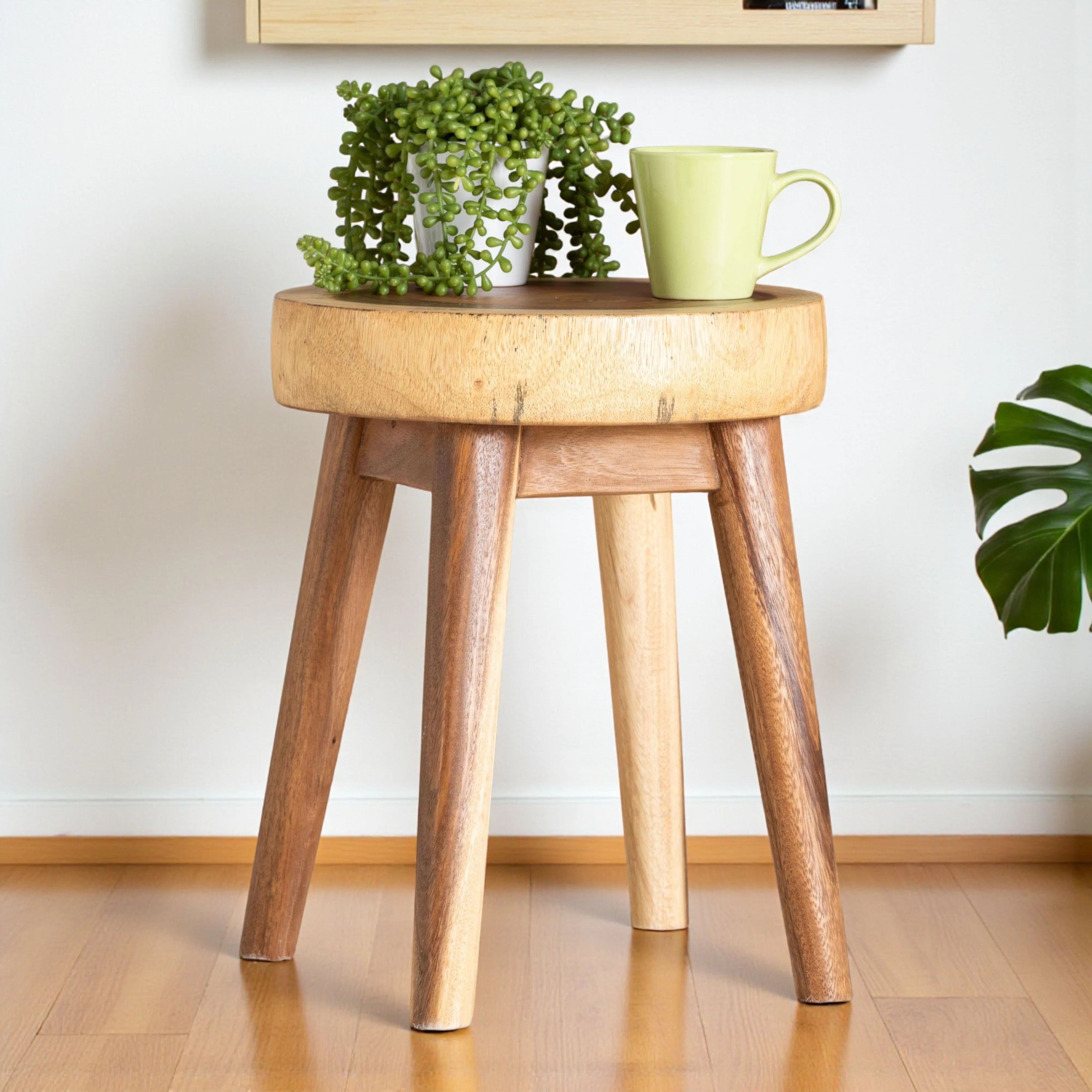 Barnstorm Round Side Table with Live Edge Top and Tapered Legs | Wayfair North America