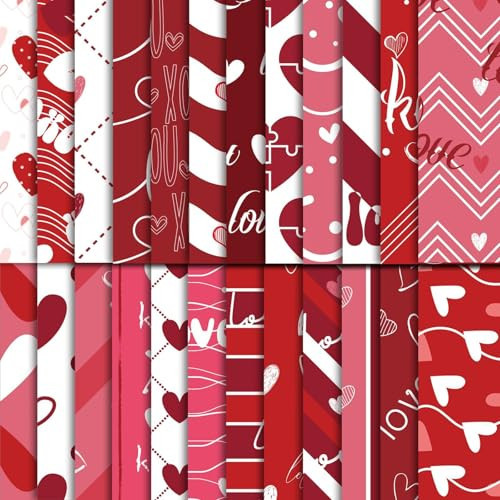 EggSun 48Pcs Heart Pink Scrapbook Paper Pad, 12x12 Inch Colorful Love Decorative Craft Paper for Junk Journal Supplies, DIY Cards, and Photo Albums, Aesthetic Craft Supplies for Kids and Adults | Amazon (US)