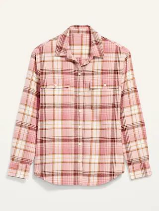 Long-Sleeve Plaid Flannel Boyfriend Tunic Shirt for Women | Old Navy (US)