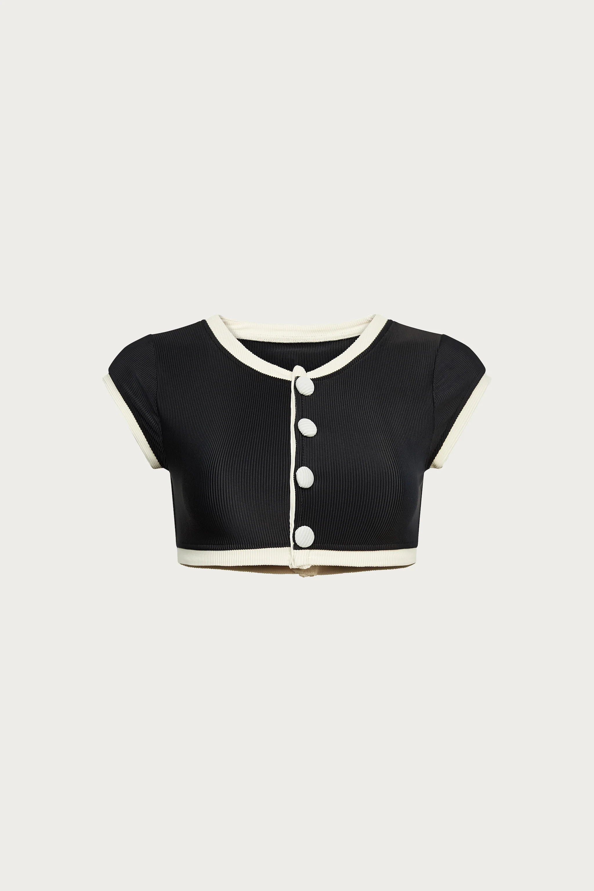 The Grace Top (Ribbed Black/Cream) | SAME
