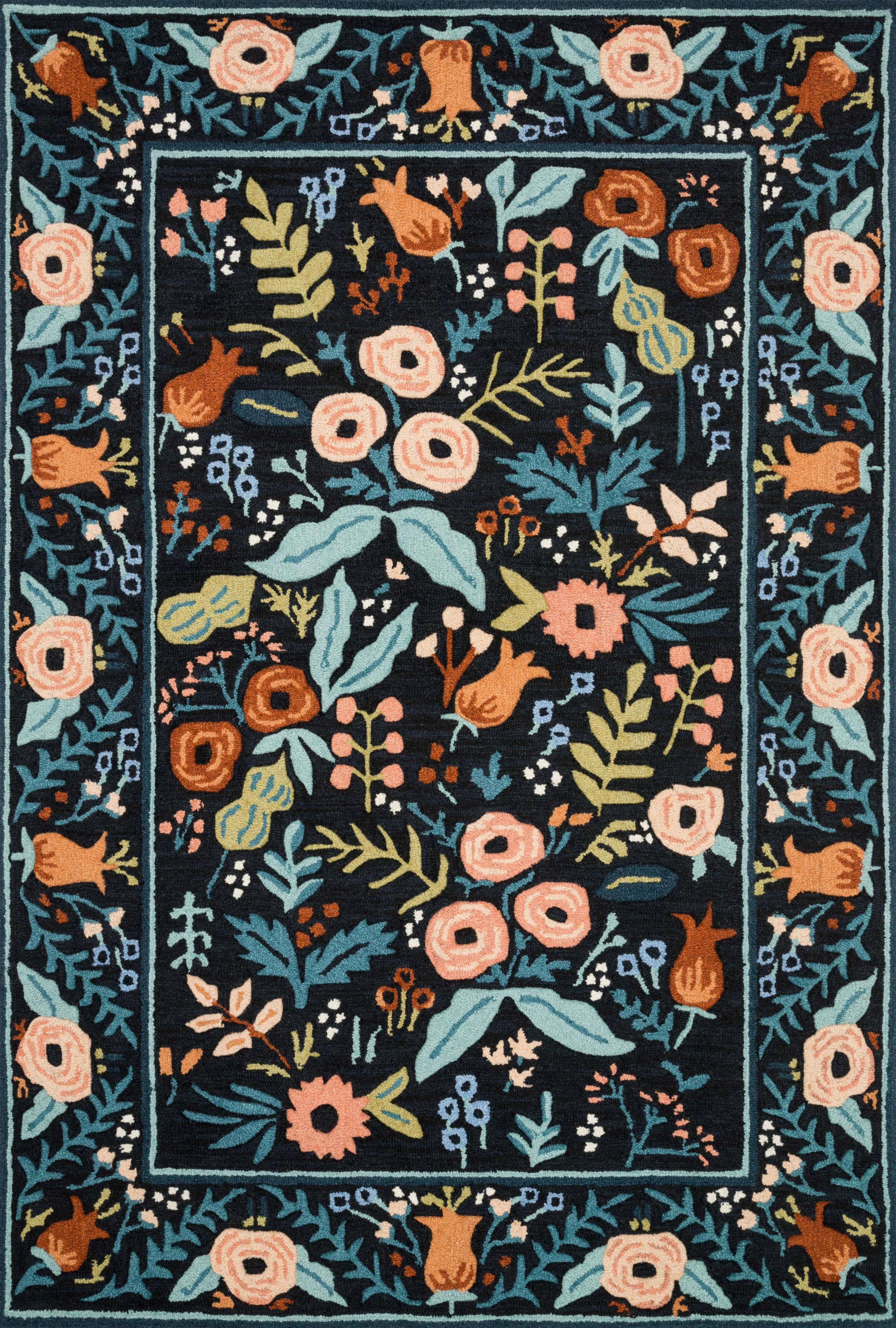 Rifle Paper Co. x Loloi Les Fleurs LES-01 Black Rug & Reviews | Wayfair | Wayfair North America