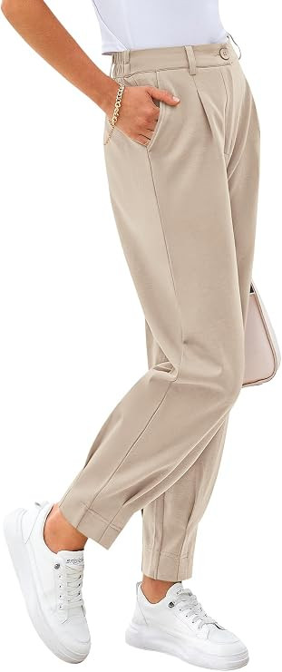 CFLONGE Womens Ankle Work Pants Trousers Casual Slacks | Amazon (US)
