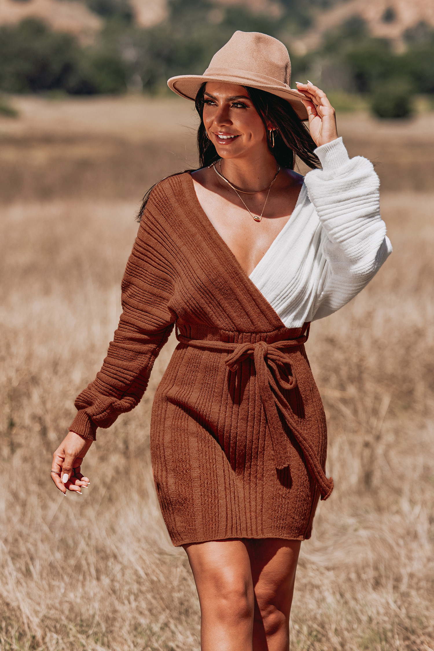 Autumn Leaves Belted Sweater Dress | Cupshe US