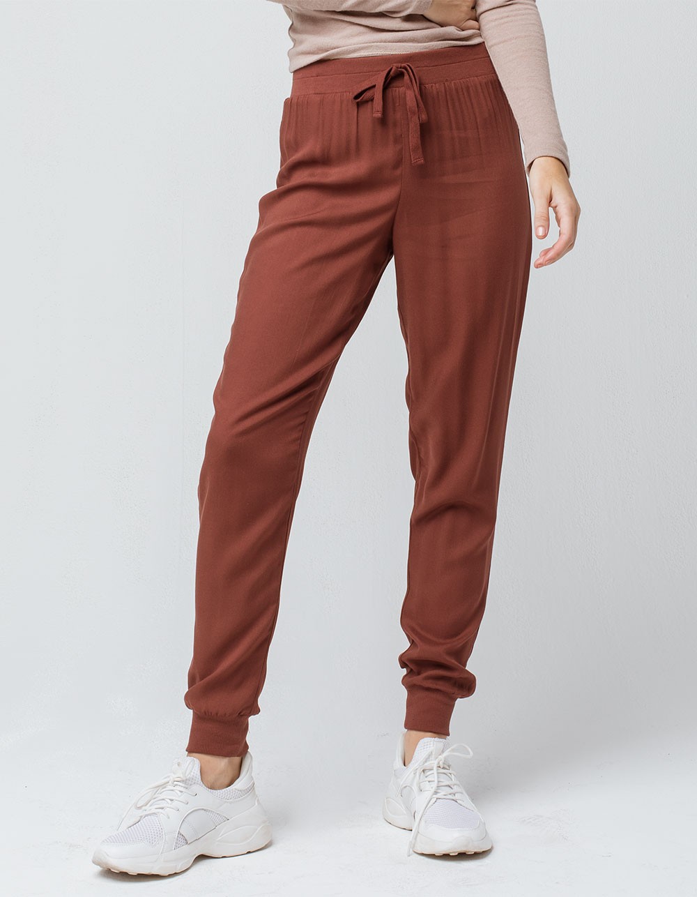 SKY AND SPARROW SOLID BURNT ORANGE JOGGER PANTS | Tillys