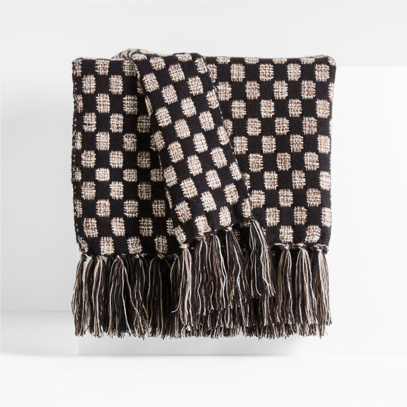Margra 70"x55" Dotted Woven Throw Blanket + Reviews | Crate and Barrel | Crate & Barrel