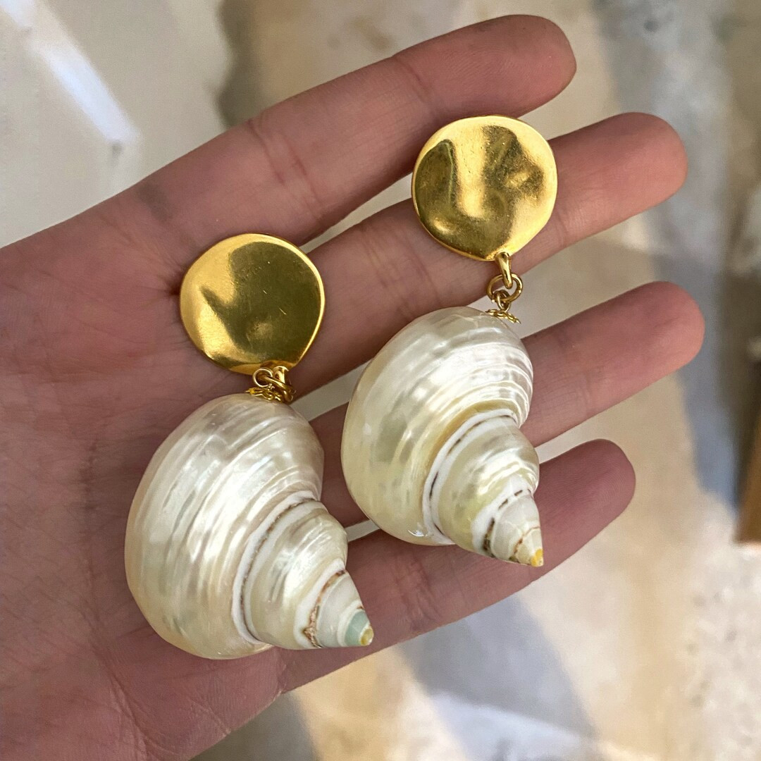Seashell earrings, natural shell earrings, large shell earrings, mermaid core jewelry, festival j... | Etsy (US)