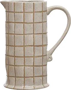 Bloomingville 8.5 Inches 46-Ounce Stoneware Wax Relief Grid Pattern in Reactive Glaze, Cream and ... | Amazon (US)