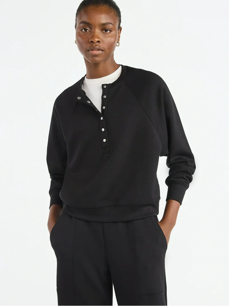 Scoop Women’s New Scubaknit Raglan Henley Top, Sizes XS-XXL | Walmart (US)