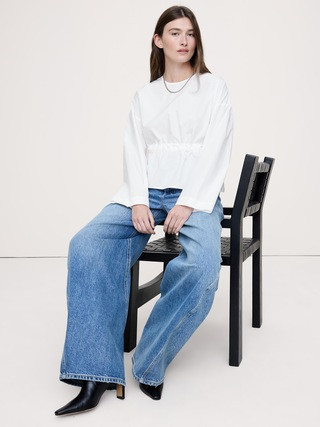 Cotton Poplin Cinch-Waist Top | Banana Republic (US)