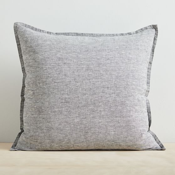European Flax Linen Pillow Cover, 24""x24"", Slate Melange, Set of 2 | West Elm (US)