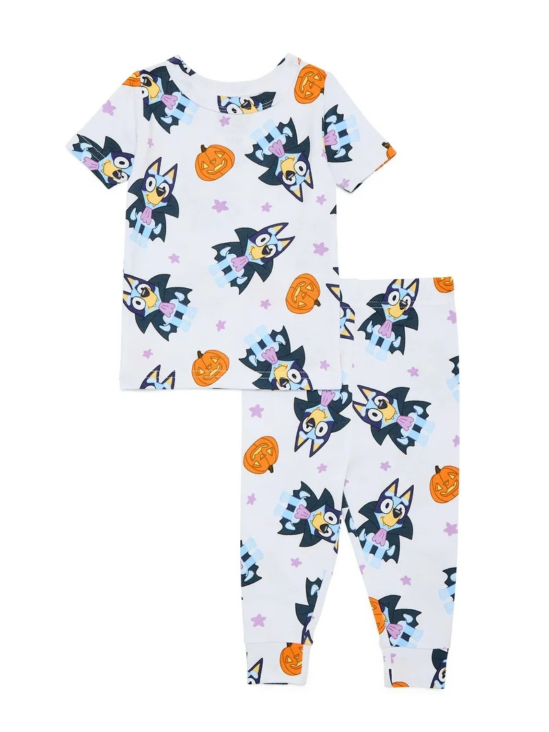 Bluey Toddler Halloween Graphic Short Sleeve Shirt & Pant Pajama Set, Sizes 12M-5T | Walmart (US)