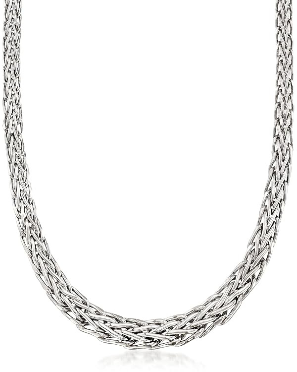 Ross-Simons Sterling Silver Graduated Wheat-Link Necklace | Amazon (US)