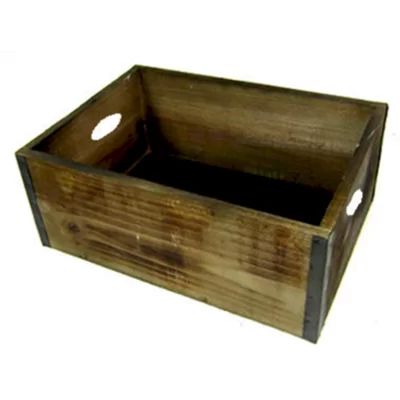 Rectangular Solid Wood Crate with Metal Trim Union Rustic | Wayfair North America