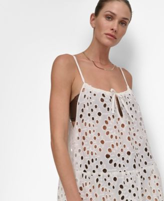 Women's Tiered Eyelet Maxi Dress Swim Cover-Up | Macy's