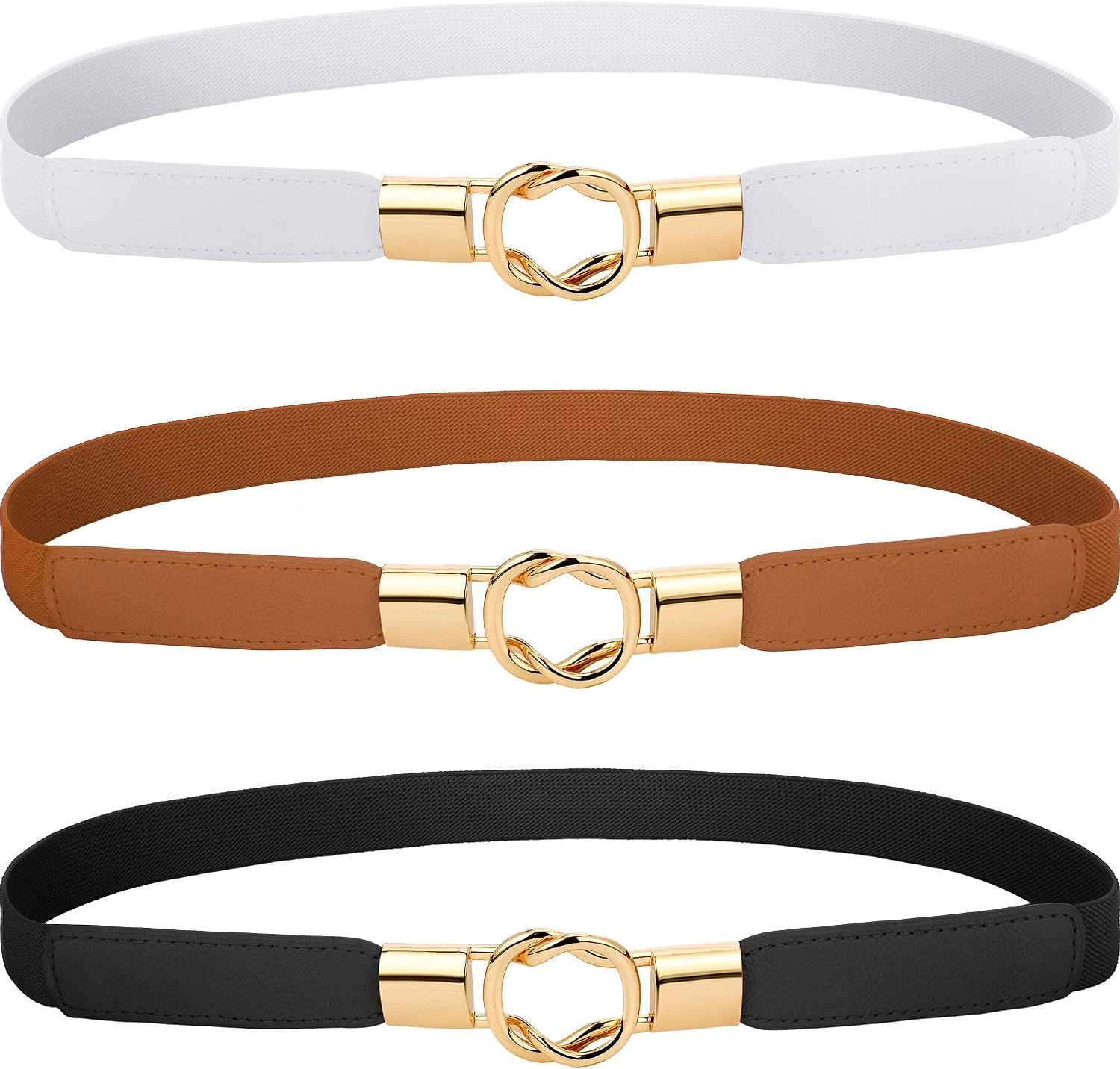 Blulu 3 Pieces Women Skinny Waist Belt Elastic Thin Belt Waist Cinch Belt for Women Girls Accesso... | Amazon (US)