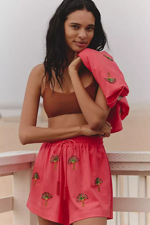 Farm Rio x Anthropologie Deco Palm Tree Drawstring Shorts | Anthropologie (US)