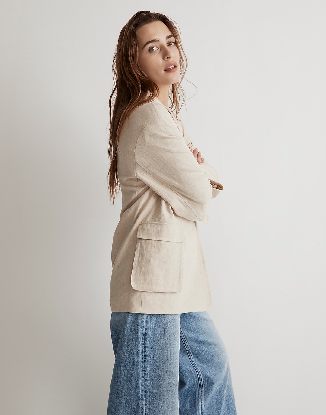 The Cargo Double-Breasted Blazer in Linen-Cotton | Madewell