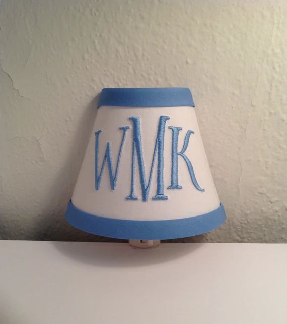 William Monogrammed Night Light Blue and White - Etsy | Etsy (US)