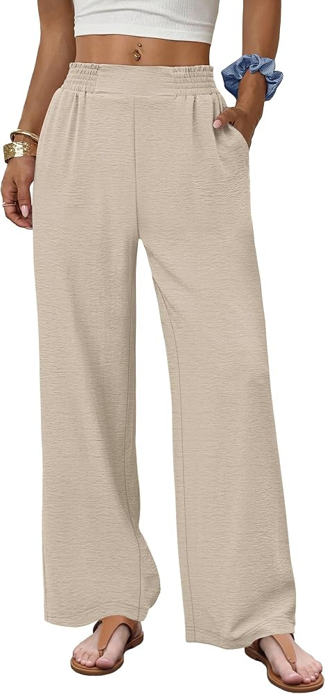 Sampeel Petite Wide Leg Pants Women 2026 Flowy Palazzo High Waisted Trousers with Pockets Summer ... | Amazon (US)
