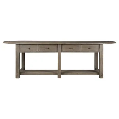 Elise Weathered Hazel Oak Kitchen Island - 120"W | Kathy Kuo Home