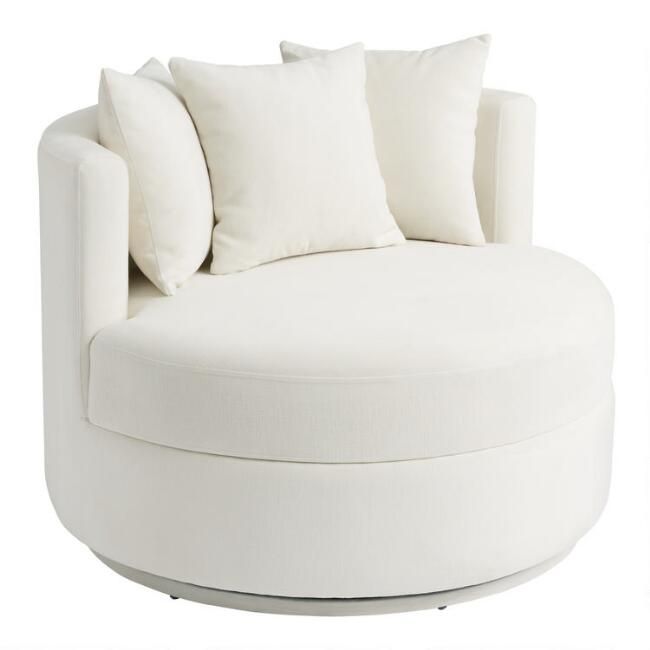 Oversized Rico Upholstered Swivel Chair | World Market