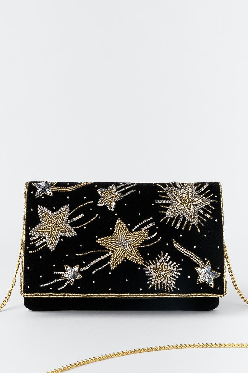 Mila Starry Night Velvet Clutch | Francesca’s Collections